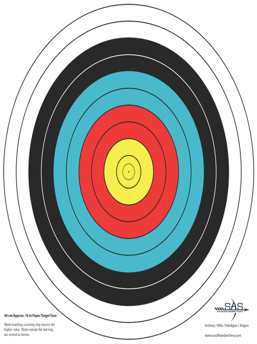 SAS 10-Ring Paper Target Face for Archery Shooting Range 40cm 17"