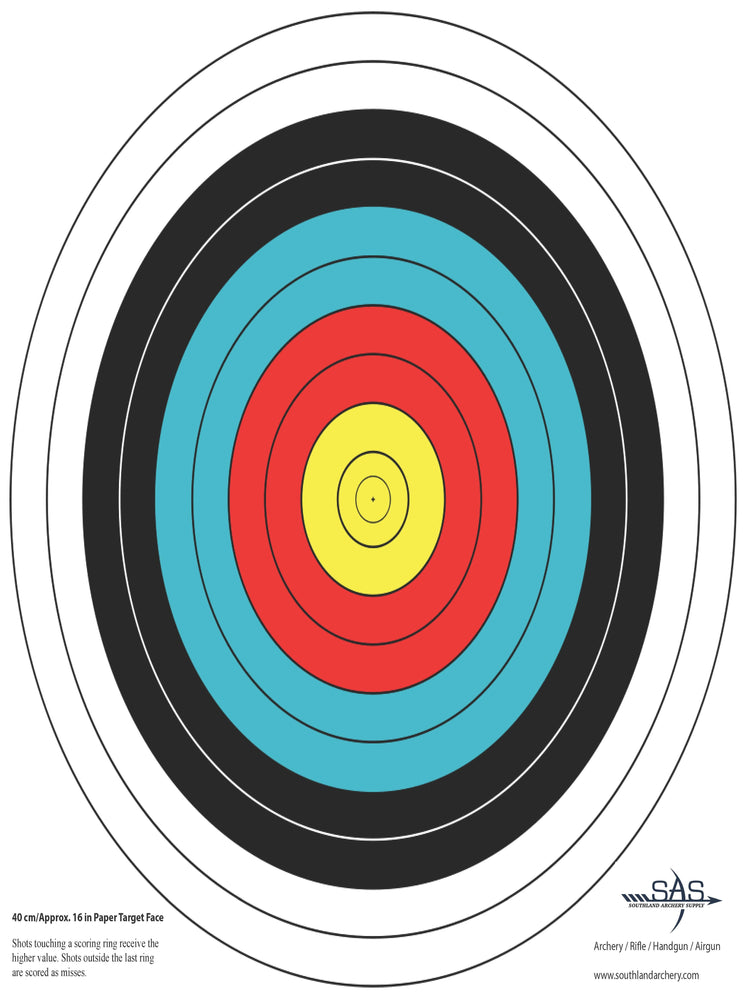 SAS 10-Ring Paper Target Face for Archery Shooting Range 40cm 17"
