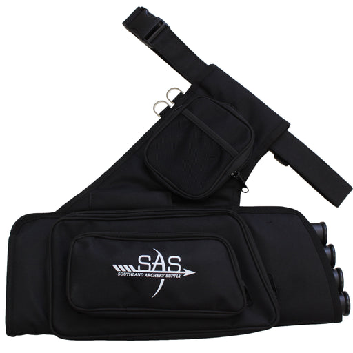 SAS 4 Tube Archery Arrow Target Quiver with Accessory Pockets and Waist Strap