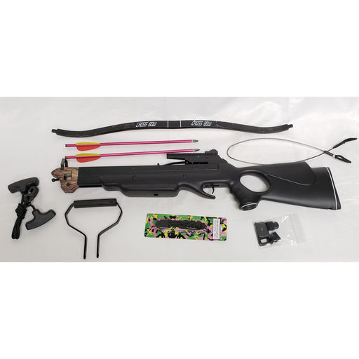 130 lbs Black Hunting Crossbow with Camo Head and 2 Arrows Bolts - Open Box