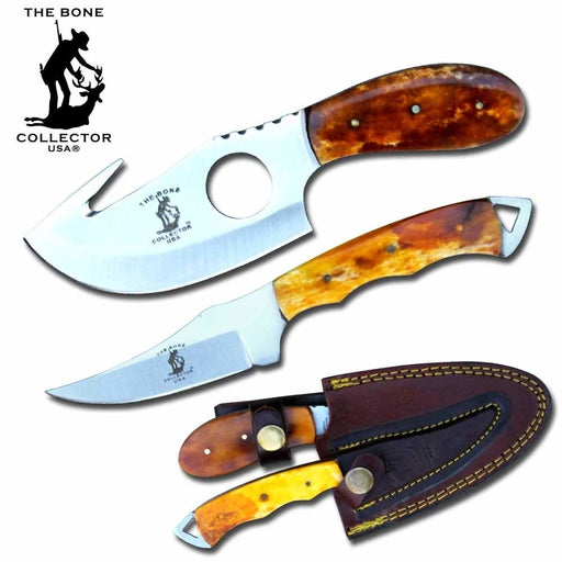 Bone Collector Hunting Knife Two Piece Set 7" Straight Edge + 7" Gut Hook Blades