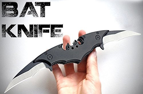 BTS Sports Dark Twin Blade Knife - Double Edge Folding Pocket with Clip, 11" Stainless Steel Two Sharp Cut (Black)