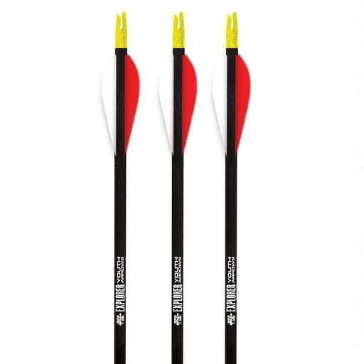 PSE Archery Explorer Black/White/Red Arrows 26" or 28" - 3/Pack