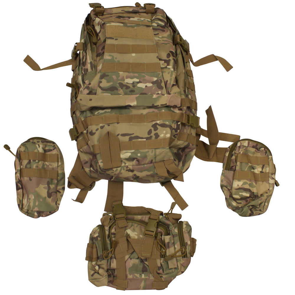 SAS Tactical Outdoor Backpack Daypack Rucksack + 3 Detachable Pouches
