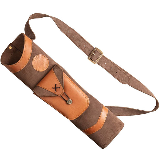 Bear Archery Traditional Back Leather Arrow Quiver with Large Pouch - Brown