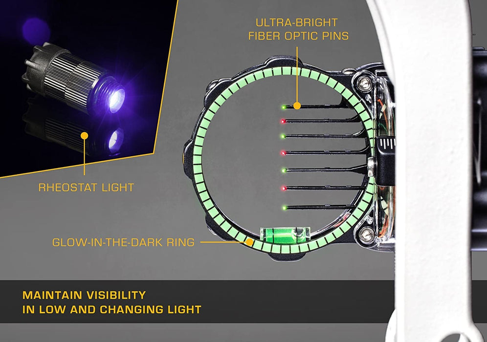 Trophy Ridge React Pro 7-Pin Bow Sight w/ Light .010 Pin Black - Right Hand