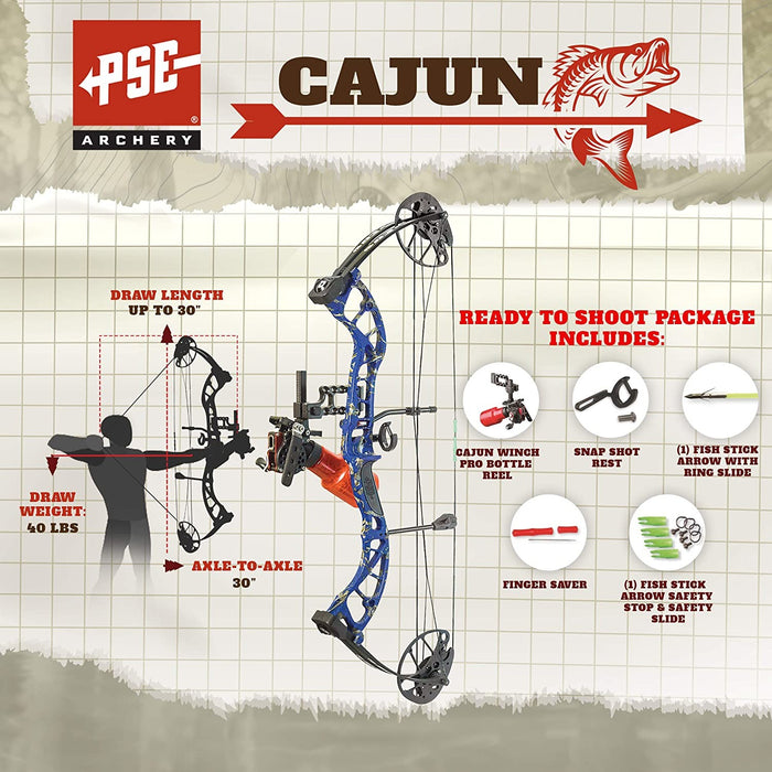 PSE Archery D3 Bowfishing Compound Bow Cajun Package 30 40 Lbs - Right Hand