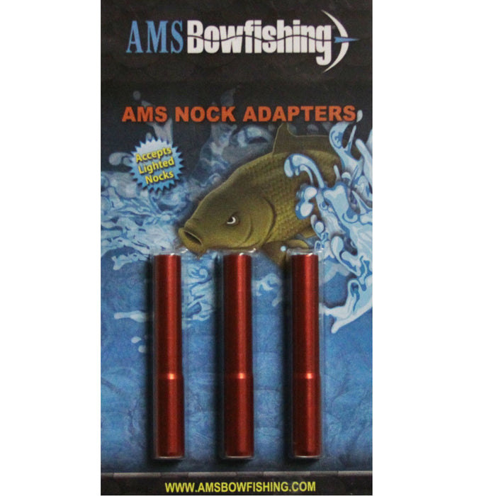 AMS Bowfishing Extended Nock Adapter Anodized Aluminum Red Made in USA - 3/Pack