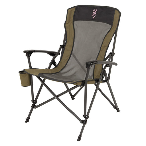 Browning Camping Fireside Chair Steel-Framed Compact Foldable - Pink Logo