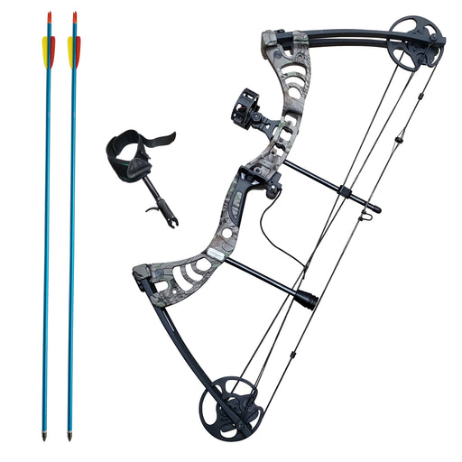 SAS Scorpii 55lbs Bow Kit w/ Arrow Rest, Sight, Release, Arrows Camo - Open Box