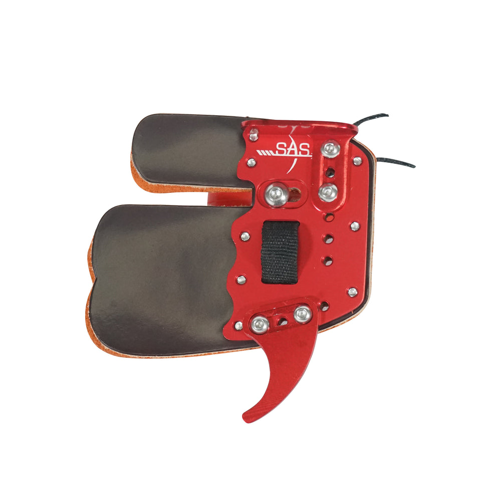 SAS Elite Aluminum Suede and Leather Finger Tab Medium Size Red - Used