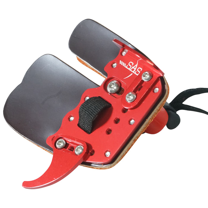SAS Elite Aluminum Suede and Leather Finger Tab Medium Size Red - Used