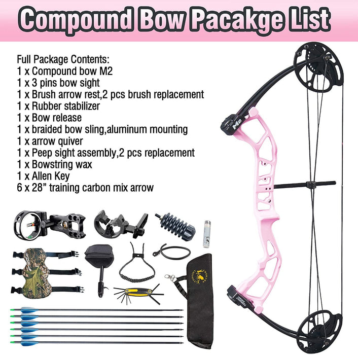 Topoint M2 Youth Compound Bow Package 290FPS Lightweight Black Right Hand-Used