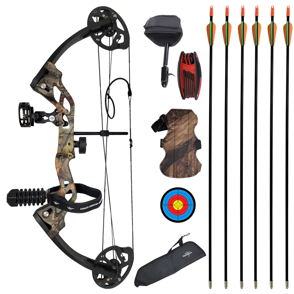 SAS Hero Junior Kid Youth Compound Bow Package 10-29 LBS Camo - Used —  /TheCrossbowStore.com