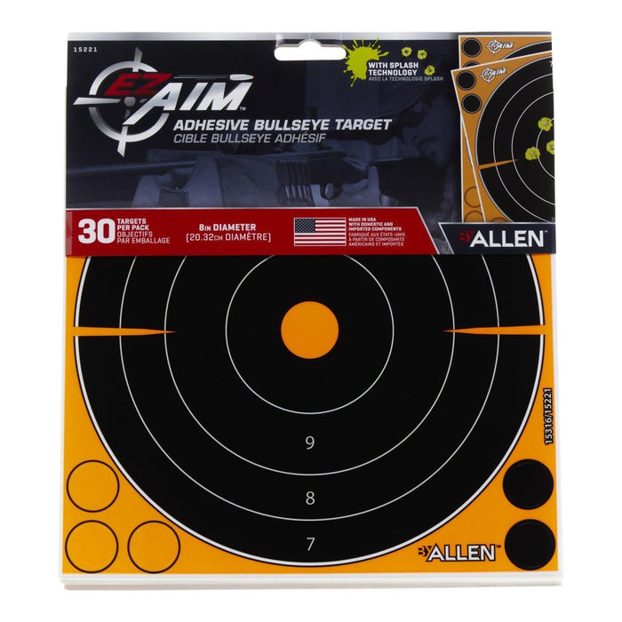 Allen Company EZ-Aim Adhesive Splash Bullseye Target - 30/Pack