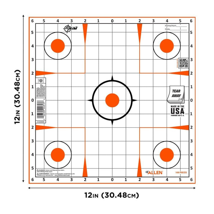 Target Grid EZ Aim Paper Shooting Targets Sight-In Grid Peel Away Target Pad 12 ...
