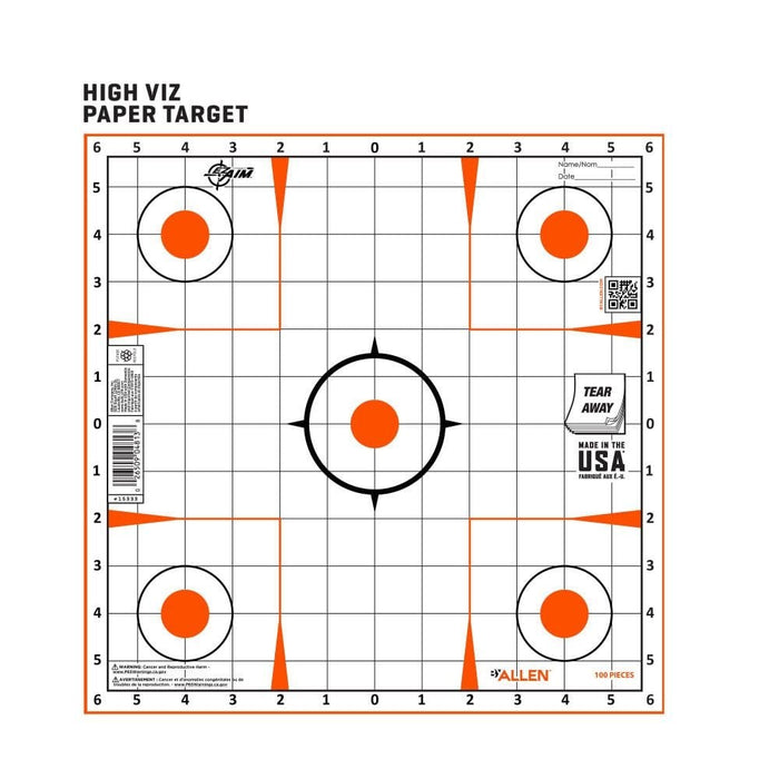 EZ Aim Paper Shooting Targets Sight-In Grid Peel Away Target Pad 12" - 100/Pack