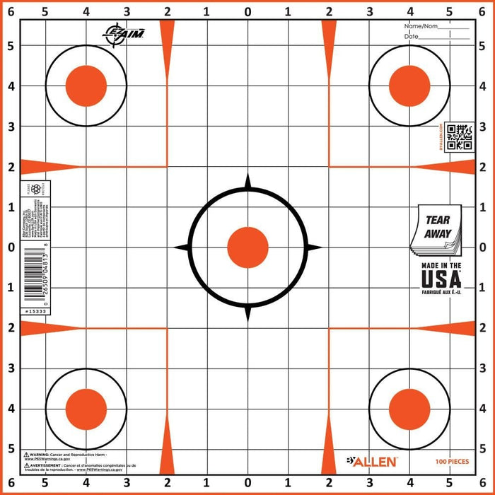 EZ Aim Paper Shooting Targets Sight-In Grid Peel Away Target Pad 12" - 100/Pack
