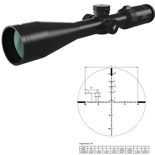 GPO Passion 4x 6-24x50 Riflescope Non-Illuminated MOA Reticle 30mm Tube - Black