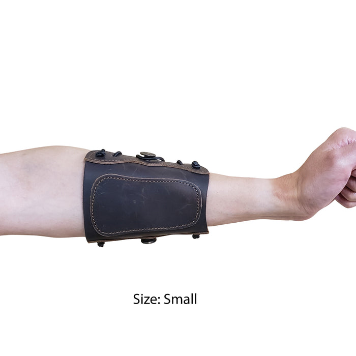 SAS Leather Traditional Arm Guard with Stretch Cord Medium Size - Open Box